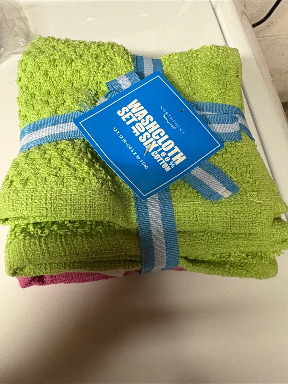 Northpoint Lime Green Cotton Washcloth Set - 2 Pack
